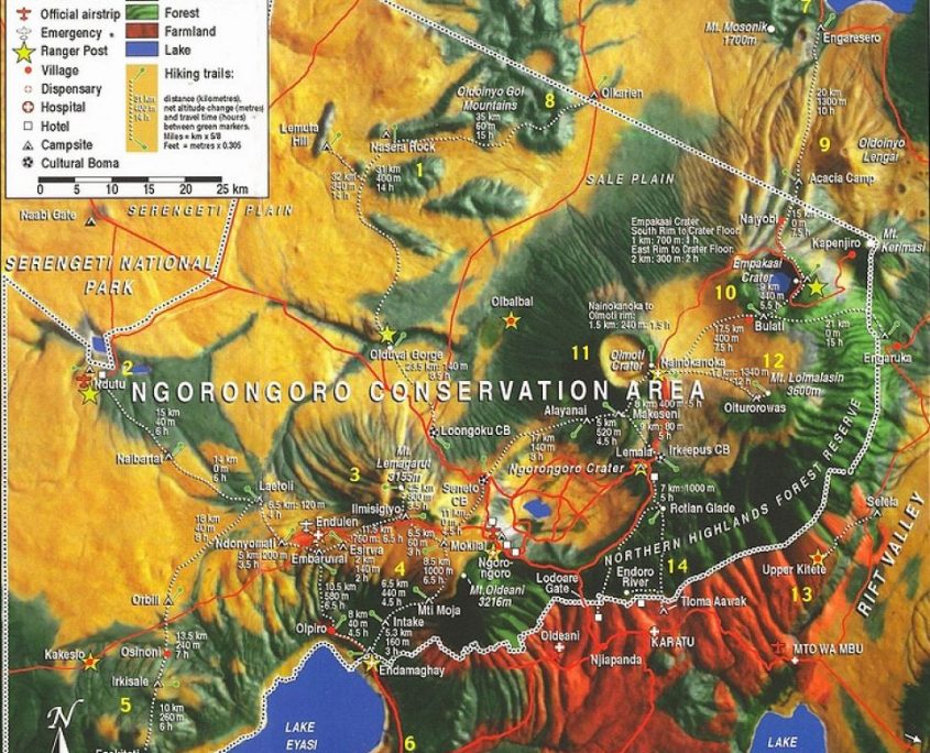 Ngorongoro krater kaart